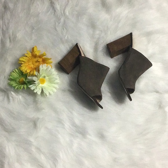 Nine West Shoes - Nine West …  Suede Open Toe Block Heel Mules🛍